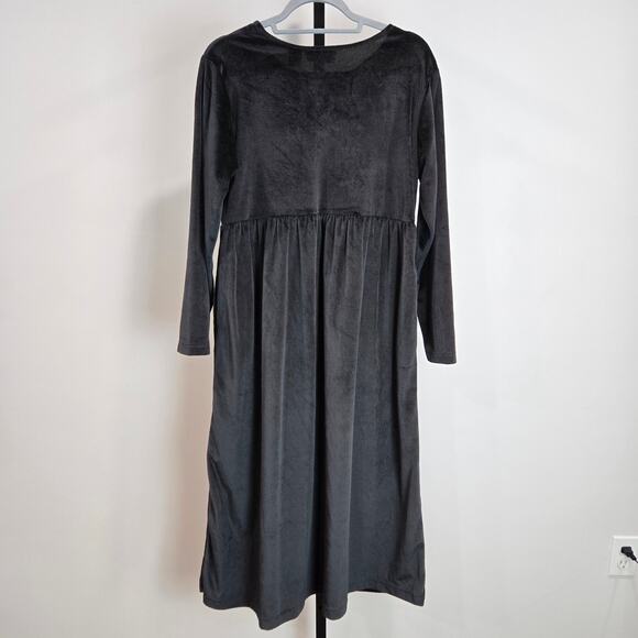 Vintage Shenanigans Black Velvet Dress Embroider Flower Fairy Grunge Whimsygoth - Picture 4 of 6